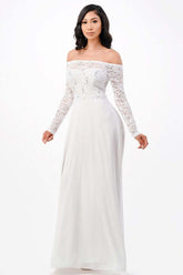 Elegant Plus Size Long Lace Sleeve Chiffon Gown, Dresses, $ 126.00, A Moment Of Now™